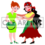 Female fortune teller reading some womens palm. clipart. Commercial use image # 122131