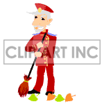  Animations 2D People Occupations bellboy sweeping cleaning bellboys leafs fall