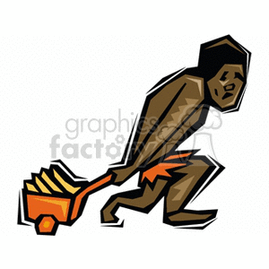 Caveman Pulling Red Wagon Full of Bananas clipart. Royalty-free image # 128274
