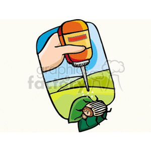 clipart - Getting Rid of the Bug on a Leaf.