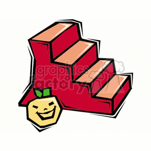 Jack-o-lantern next to red stairs clipart. Royalty-free image # 128626
