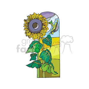 clipart - Sunflowers in the meadow.