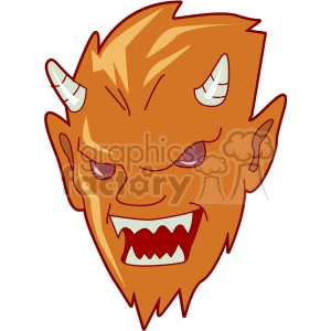 Monster with horns on his head clipart.