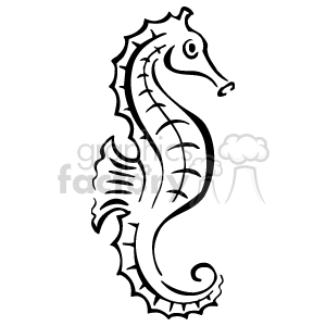 black and white seahorse clipart. Commercial use image # 129486