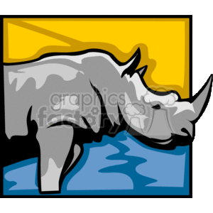 Profile of a large rhinoceros clipart. Commercial use image # 129606