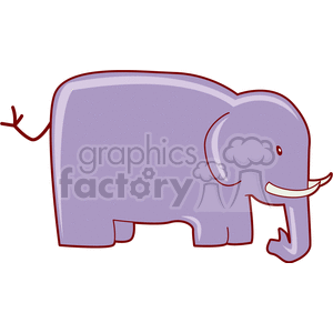 Abstract cartoon elephant with tusks clipart.