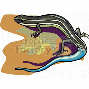Black salamander with blue tail clipart.