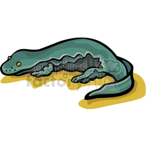 Green salamander with yellow eyes clipart. Commercial use image # 129919
