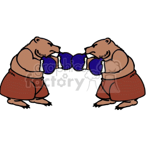 Two brown bears fighting with boxing gloves clipart. Royalty-free image # 130032