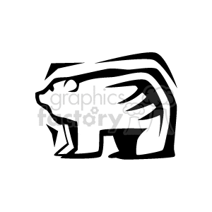 Black and white abstract bear facing left clipart. Royalty-free image # 130054