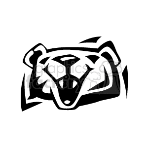 Black and white abstract bear showing teeth clipart.