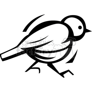 Little bird walking- black and white clipart. Royalty-free image # 130215