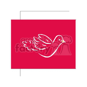 White outline of a dove in red square clipart.