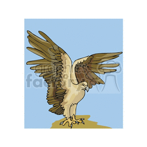 Golden eagle standing with outstretched wings clipart.