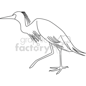 Black and white silhouette of a heron clipart. Royalty-free image # 130482
