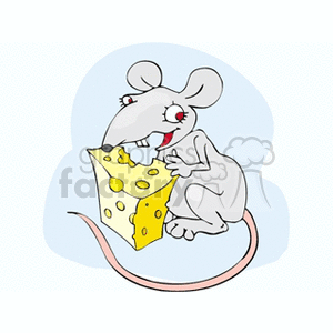 Cartoon mouse eating cheese clipart.