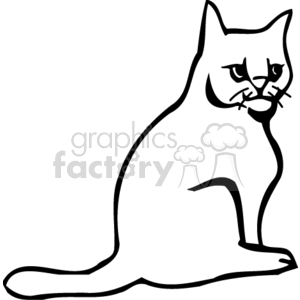 Black and whtie seated cat  clipart. Royalty-free image # 130953