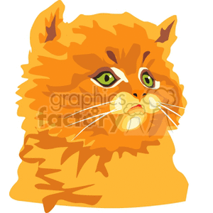 Orange fluffy kitten with green eyes clipart. Commercial use image # 131112