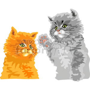 Yellow and grey kitties playing clipart. Commercial use image # 131114