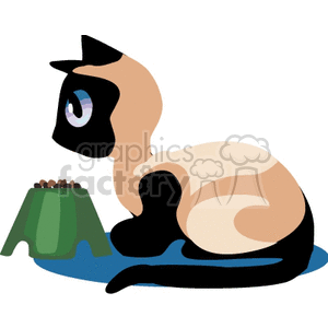 Siamese kitten eating from a green bowl clipart. Royalty-free image # 131144