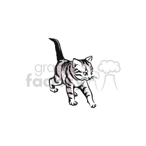 Gray kitten with tabby stripes clipart. Commercial use image # 131177