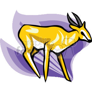 Abstract African gazelle against a purple background clipart.