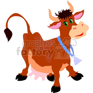 Mother cow with a bell around her neck clipart. Commercial use image # 132186