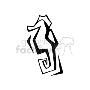 seahorse in black and white clipart.