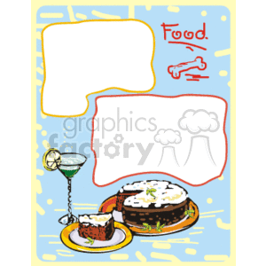 Martini and cake border clipart. Commercial use image # 134081
