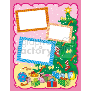 clipart - Christmas tree with presents photo frame.
