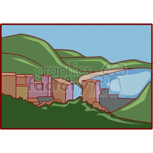 City in the mountain  clipart. Commercial use image # 134417