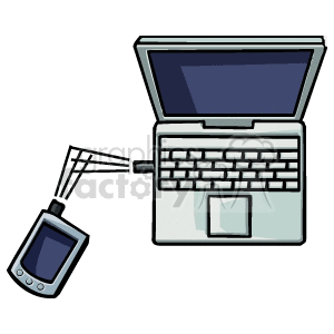 laptop with device transferring data