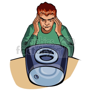 frustrated kid at a computer clipart.