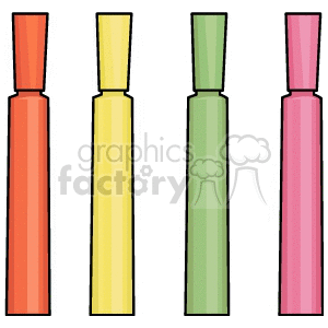 yellow orange green and pink marchers   clipart. Commercial use image # 136442