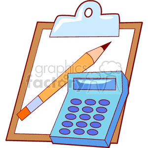 Tablet with pencil and calculator clipart. Commercial use image # 136462