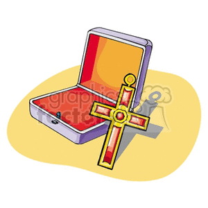 Gold and ruby cross pendant  clipart.