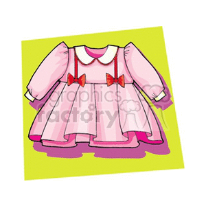 clipart - A little pink dress with red bows.