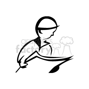 clipart - Black and white outline of a student reading a newspaper .