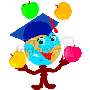 Cartoon globe juggling apples  clipart. Commercial use image # 139316