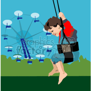 child on a large swing clipart.