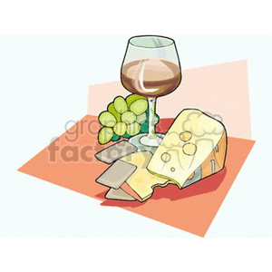 wine glass and cheese clipart. Commercial use image # 140866