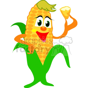 cartoon corn on the cob character clipart. Royalty-free image # 141258
