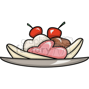   food sundae ice cream banana split cherry cherries Clip Art Food-Drink Fruit 