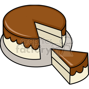 Sliced chocolate frosted cake clipart. Commercial use image # 141846