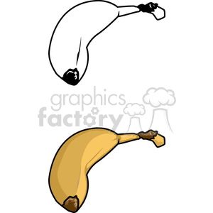 A yellow bananna and a black and white bananna clipart. Royalty-free image # 141854