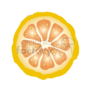 This clipart image depicts a cross-section of a grapefruit, showing the citrus segments and seeds.