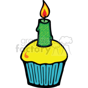  country style cup cakes cake candle candles snack birthday birthdays   birthdaycake003PR_c Clip Art Holidays Anniversaries 1 one  cupcake birthday