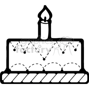 black and white birthday cake with one candle clipart. Commercial use image # 142699