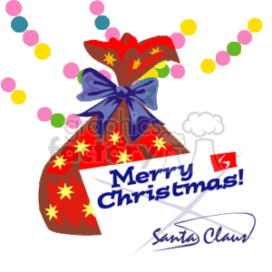christmas xmas merry mail santa+bag bow stars santa+letter Clip+Art Holidays