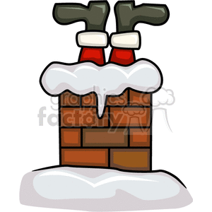 Snow Covered Chimney with Santa Going Head First